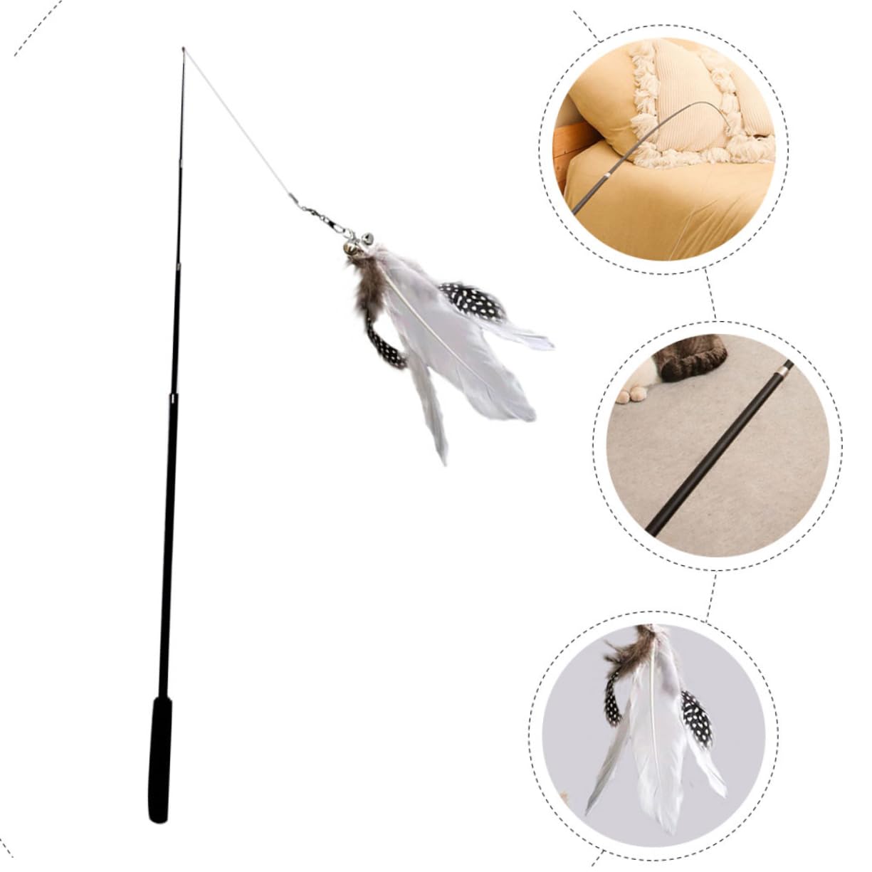 INOOMP 6pièces Téaser pour Chats Canne Interactif Télescopique avec Plumes Jouet Amusant pour Exercice Et des Chats