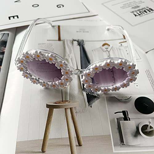 OZPYKAE Girl Round Flower Sunglasses,Flower Shaped Cute Glasses UV 400 Protection Outdoor Girl Boy Gifts Eyewear Sunglasses3