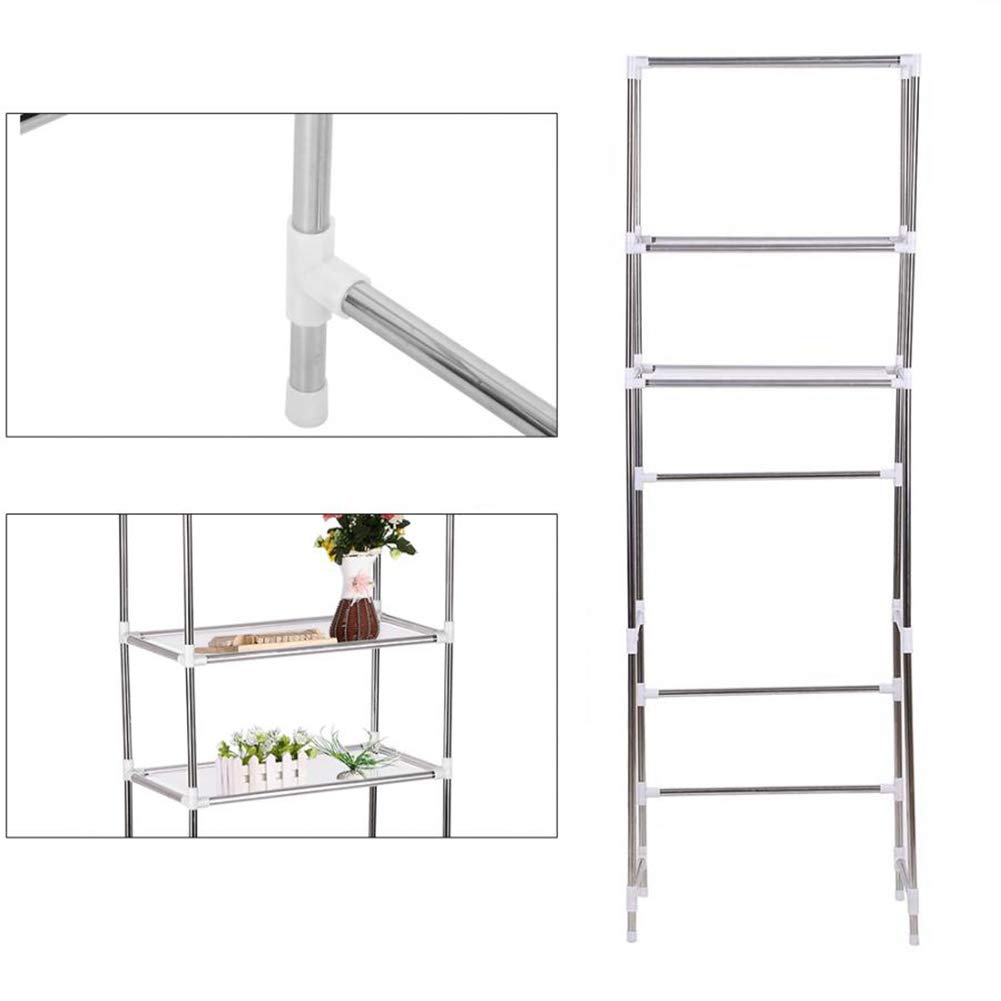 Scaffale sopra il WC, scaffale da bagno a 3 ripiani, organizer salvaspazio per lavanderia e lavatrice, struttura in acciaio, 165 x 53 cm (Cestello lavatrice tre strati altezza 160 * 68)