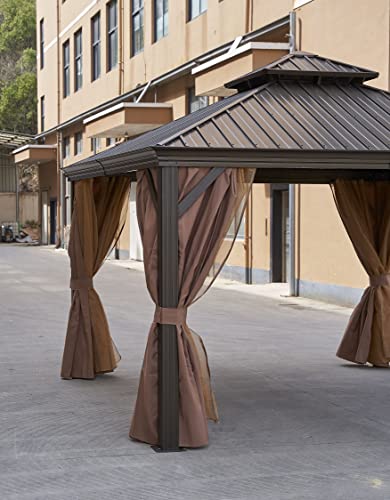 Dhpm 12 X 12 Ft Outdoor Patic Canopy Gazebo, Roof Iron Gazebo With Steel Canopy, Outdoor Waterproof Patio Gazebo With Curtains And Netting For Gardens, Patio, Party Canopy #TOP4