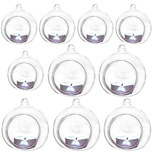 Kicode TOPmountain 10 Stück DIY Kerzenständer Handarbeit Glas Kugelserie Sound Sensitive Beleuchtung Mini