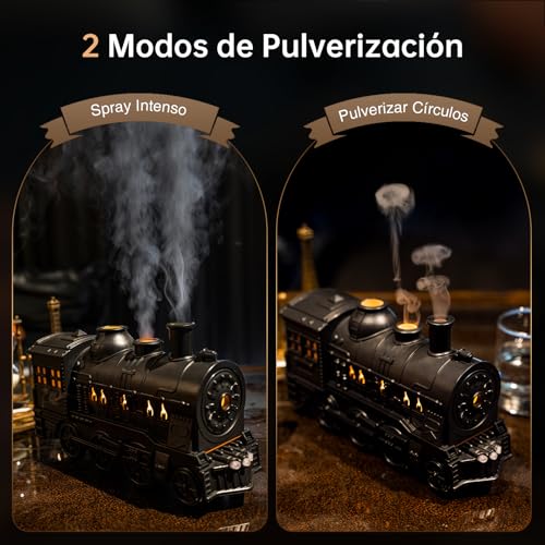 Miniatura 3 de Jeebel Difusor Aroma Para Aceite Esencial - 300 Ml Difusor Con Estilo De Tren, Efecto Llama, Mando A Distancia, Enchufe Ue - Mini Humidificador De Vapor Frío Para Aromaterapia En Dormitorio Oficina