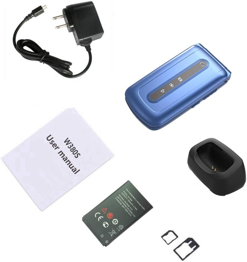 USHINING W380S Flip Phone package contents