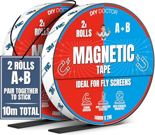 DIY Doctor A+B Magnetic Tape - Magnetic Strips Self Adhesive - 1 Pack - 5m + 5m A and B Polarity - Cut To Fit Magnetic Strip - Self Adhesive Magnets - Magnet Strips