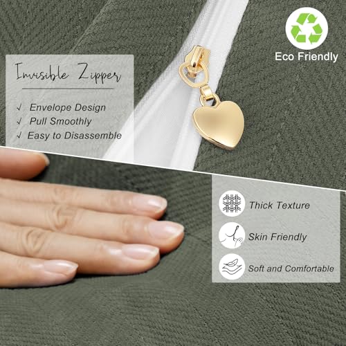 ZWJD Army Green Pillow Covers 18x18 Set of 2 Chenille Throw Pillow Covers with Elegant Design Soft and Luxurious Decorative Throw Pillows for Couch, Bed, and Home Decor