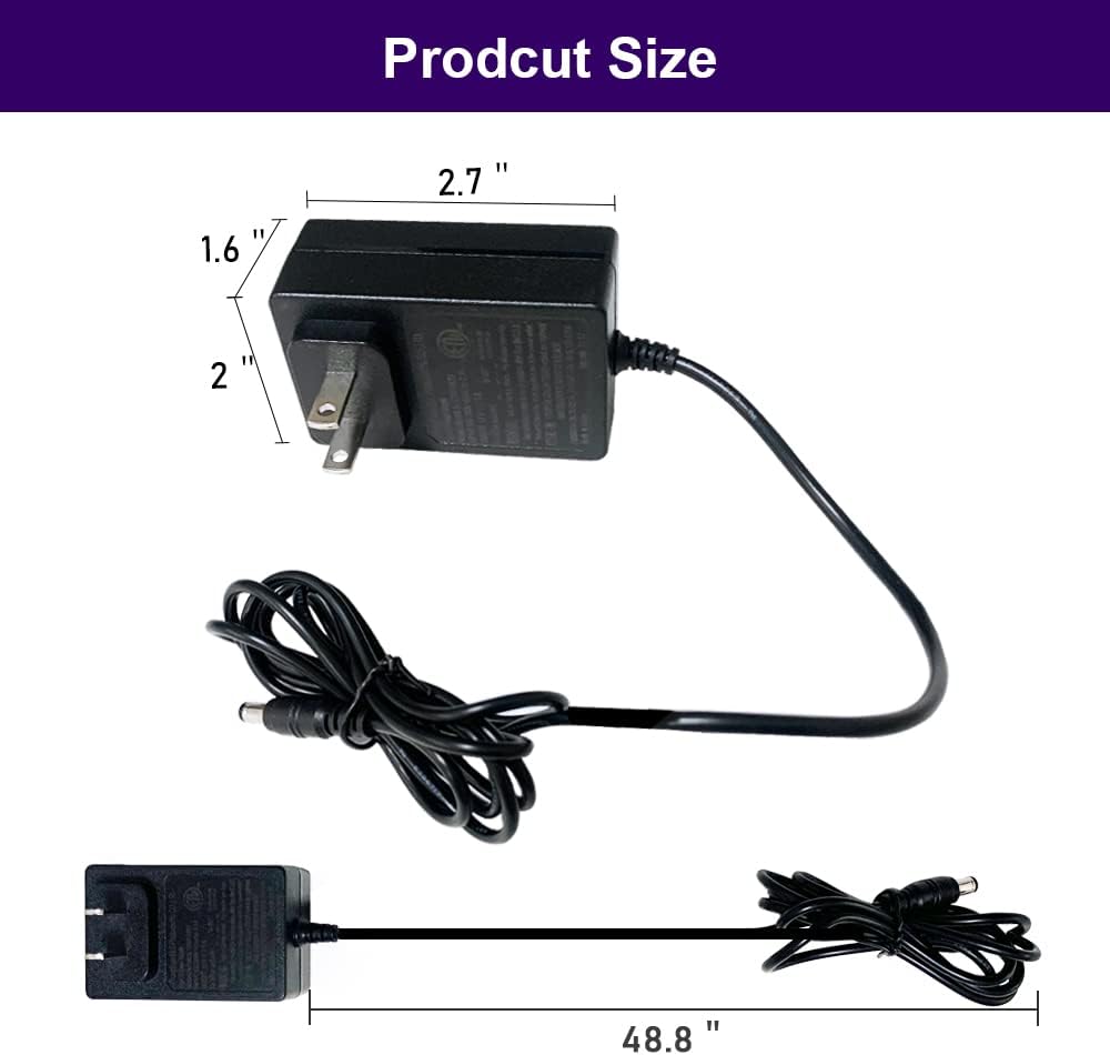 12V 2.5A Power Supply DC Adapter, ETL Certified Charger 12 Volt 100-240V AC to DC US Plug Transformer with 5.5/2.1mm Female Barrel Connector for Neon Sign Lights LED Strip Lights (4.9ft)