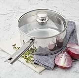 【3 QUART VERSATILE CAPACITY】Need a reliable pan for daily cooking? 3-quart size works great for pasta, eggs, and meal prep with straining lid. 【TRI-PLY BASE FOR EVEN HEATING】Tired of uneven cooking? Tri-ply base delivers quick, consistent heat for be...