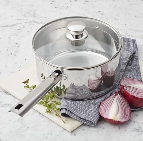 Stainless Steel 3 Qt Saucepan with Lid, Induction Compatible