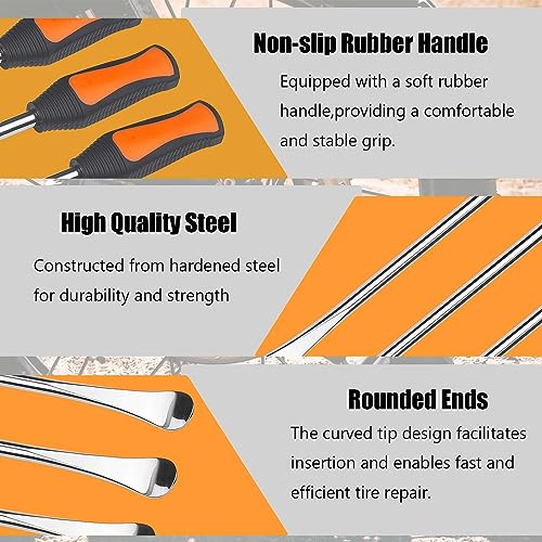 Image of 14.5 inch Steel Tire Spoon Set, Tire Changer,Tire Spoon Levers,Tire Changing Tool Kit for Motorcycle Dirt Bike Lawn Tractor Bicycle with Rim Protector