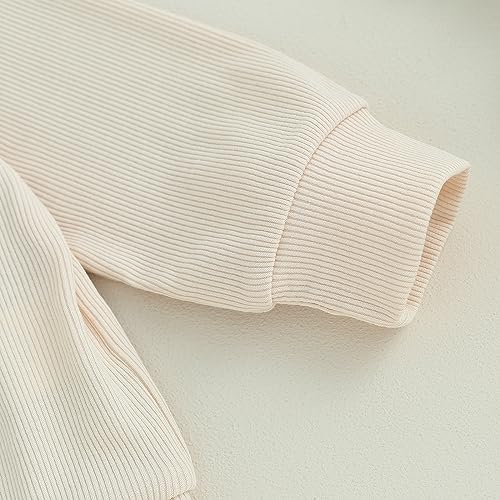 Bagilaanoe Infant Fall Winter Clothes Toddler Baby Boy Girl Outfit Long Sleeve Crewneck Sweatshirt Top and Pants Set (Beige, 0-6 Months)