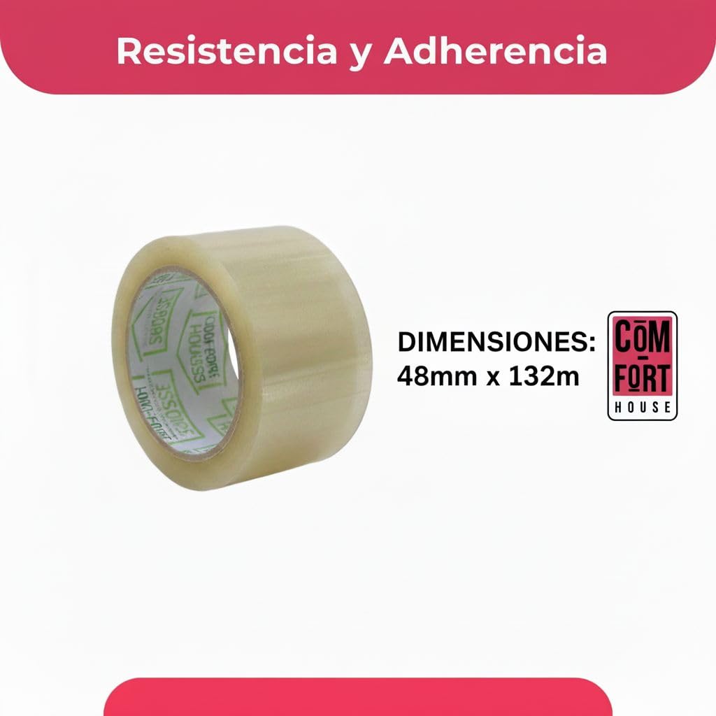 COM-FORT HOUSE Rotoli di nastri adesivi da imballaggio, nastro adesivo per pacchi - 48 mm x 132 m (36, trasparente)