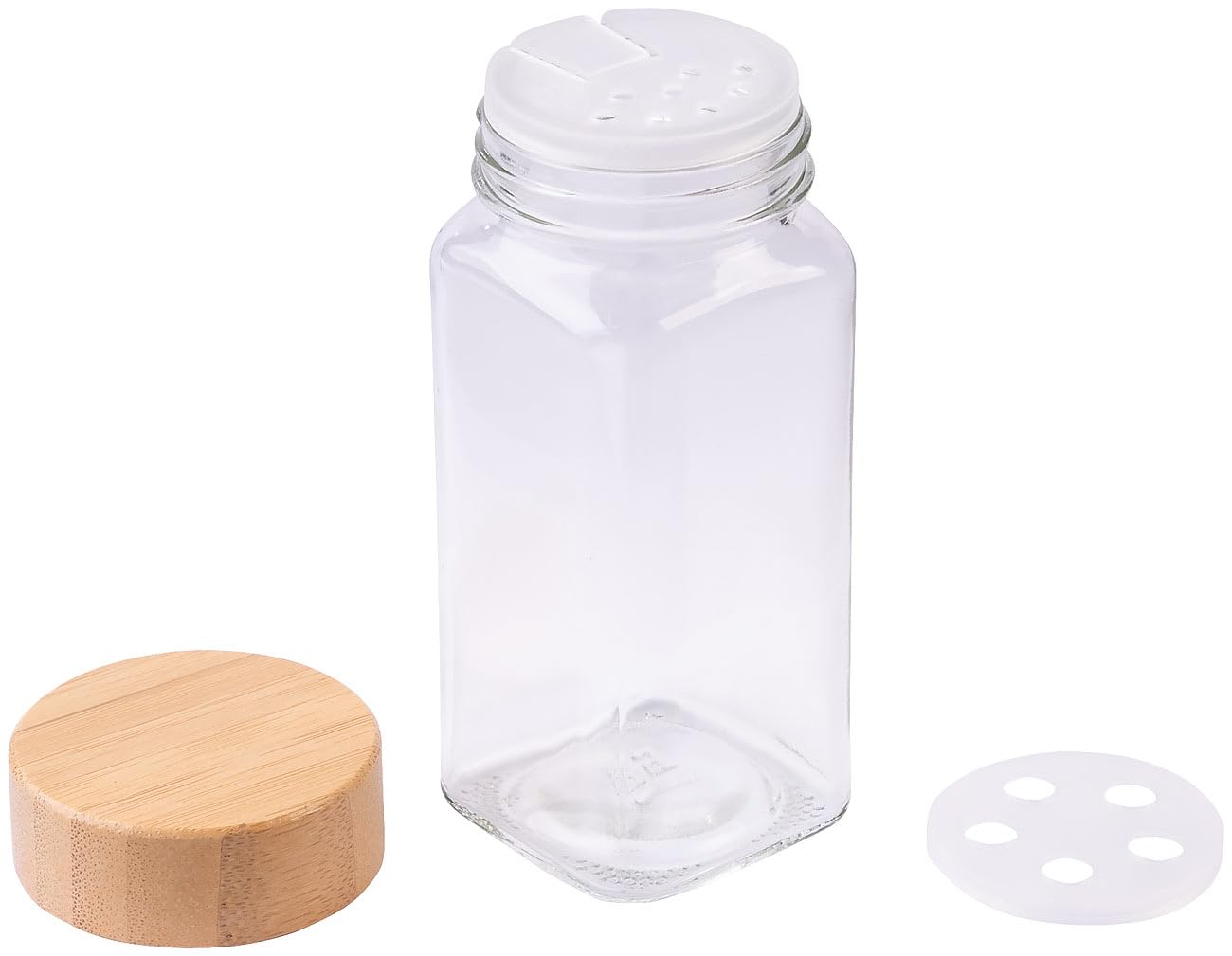 Rosenstein & Söhne Gewürzgläser für Küchen: 48er-Set Gewürzgläser mit Bambusdeckel, je 120 ml, 480 Etiketten (mit Streueinsätzen, mit Streueinsatz Sets)