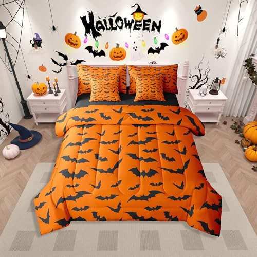 Erosebridal Halloween Full Comforter Set 7 Pieces Bats...