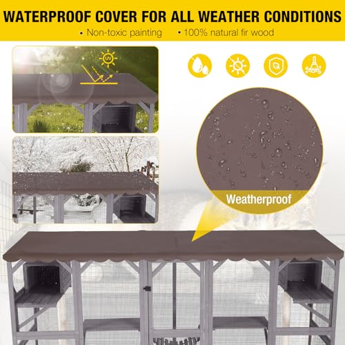 Image of Aivituvin Window Catio Outdoor Cat Enclosure Super Large Walk in Cat House with 6 Platforms and 2 Scratching Posts for Cats,104 inch L x 34 inch W x 69.5 inch H