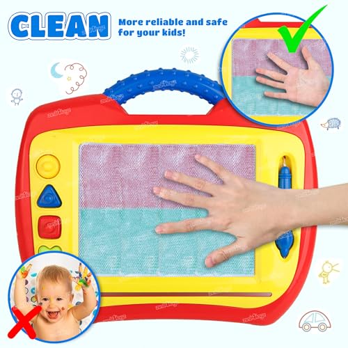 Image of Zest 4 Toyz Magnetic Drawing Board for Kids Writing Tablet Slate Board LED Slate with Pen and Stamps Writing Pad for Students Educational Toy Birthday Gift for Kids - Random Color
