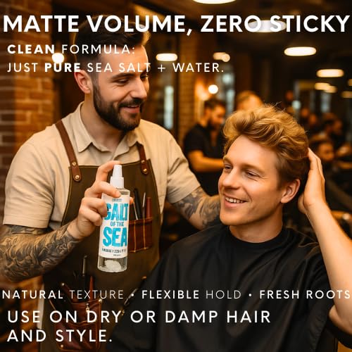Organic Sea Salt Spray for Hair Women & Mens –Unscented Based Sea Salt Spray 8oz with Ancient Unrefined Sea Salt | Natural Volume, Beach Waves, Non-Sticky (8oz, Unscented|WH)
