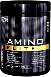 Fitness Culture Amino Elite, BCAA EAA Powder, Added Glutamine, Electrolyte Rehydration Energy Drink, Cool Strawberry and Lime Flavour, 420g - 26 Servings (Pack of 1)