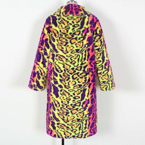 Winter Coats for Women Winter Warm Lapel Faux Fur Coat Colorful Fashion Fur Coat Trendy Lapel Long Cardigan Outerwear3