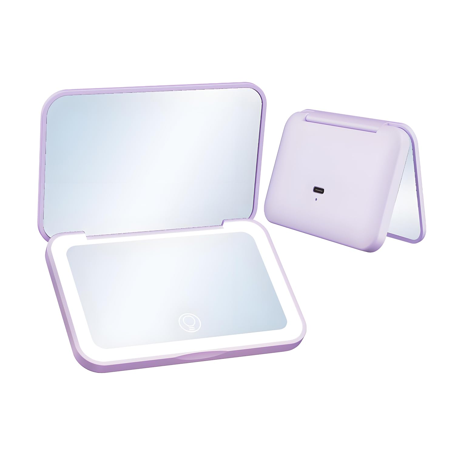 Qumox Rechargeable LED Compact Make-Up Mirror, Portable Folding, Purple