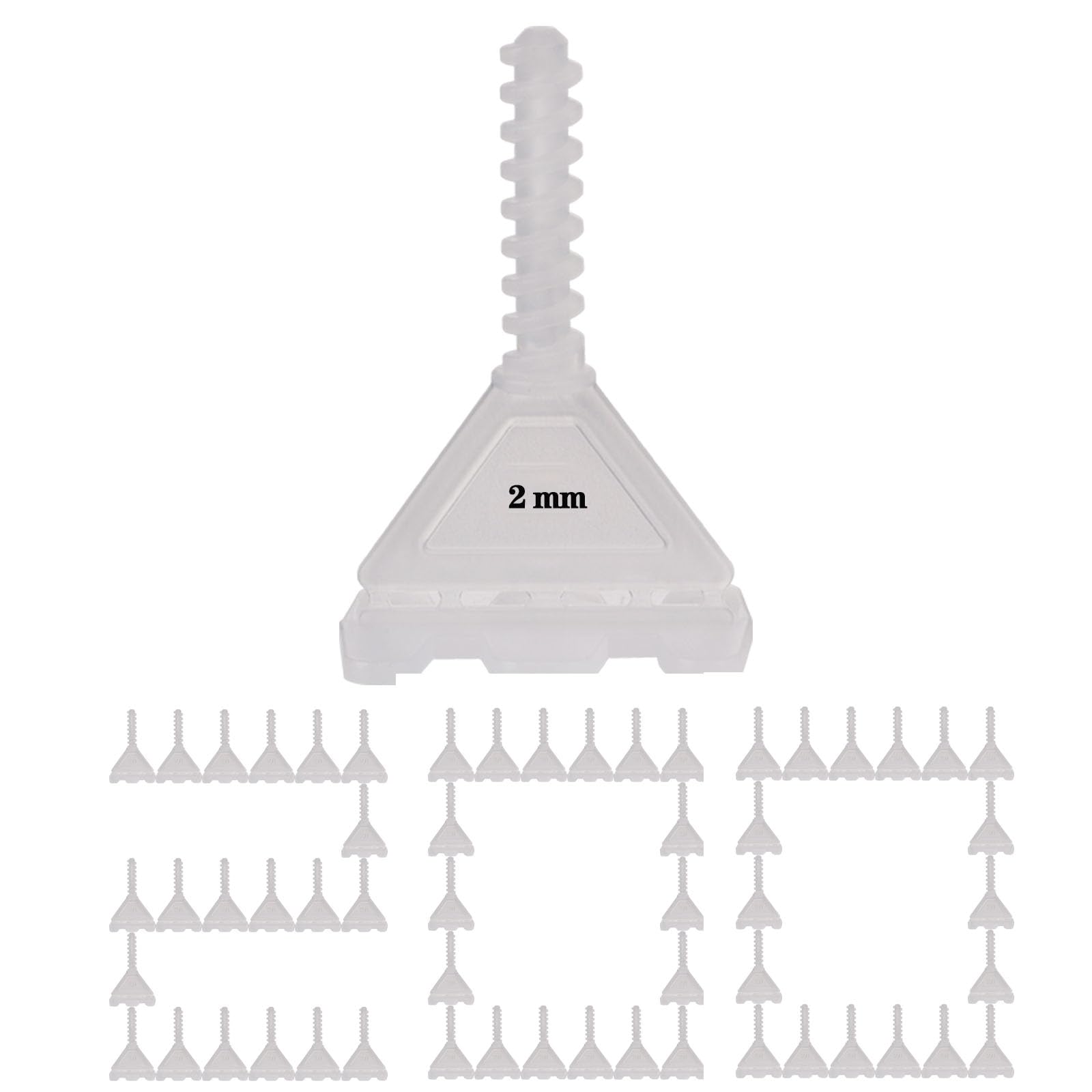 Deuvuo 200 Pcs 2mm Tile Spacer, Revolutionary 2mm Screws Tile Levelling System, Tile Installation Tool for Stones and Floors