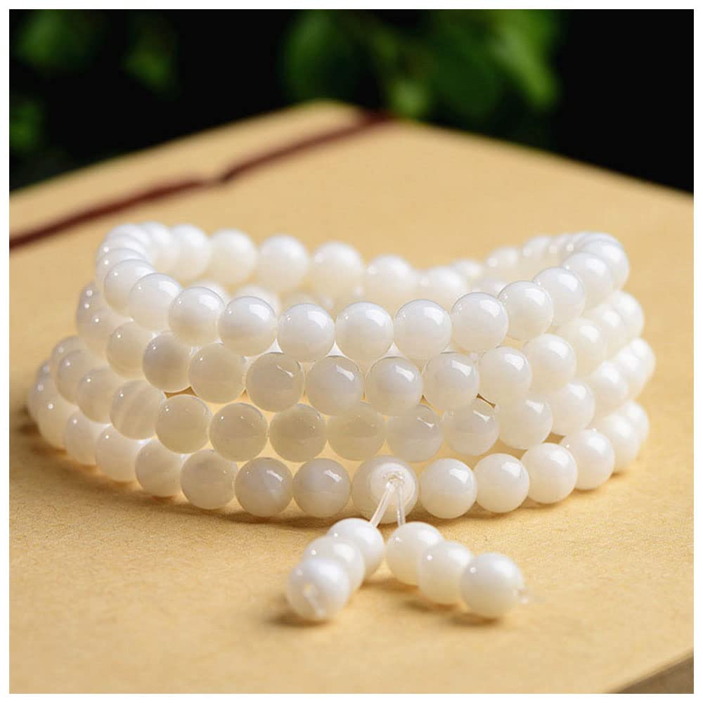 Różaniec do medytacji, 108 Naturalna biała bransoletka z koralikami muszli(Jade)