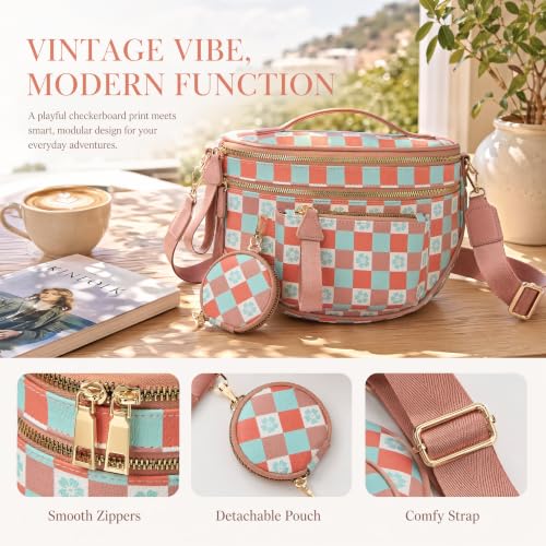 Image of Makes Checkered Crossbody Bag Bum Bag for Women with Pouch