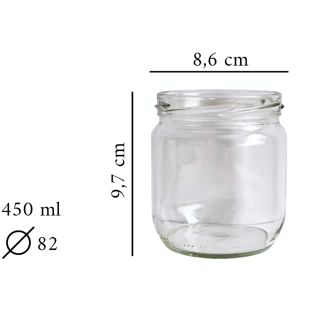 72x Einmachgläser mit schraubdeckel 450 ml - Einweckgläser mit Etiketten - Marmeladengläser mit Deckel Gold - Schraubgläser mit Deckel - gläser - Einmachglas - TO 82 (72 Stk.)