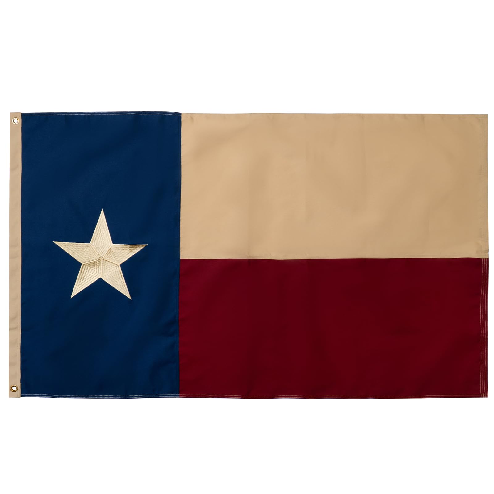 SYII Vintage Texas State Cotton Flag 3x5 Ft, Luxury Embroidered Stars and Double Stitched Sewn Stripes, Heavy Duty Cotton Tx State Flags for Indoor Outdoor