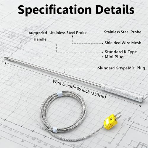 Sonde thermocouple K 50360-K aiguille pénétration aliments pour câble four