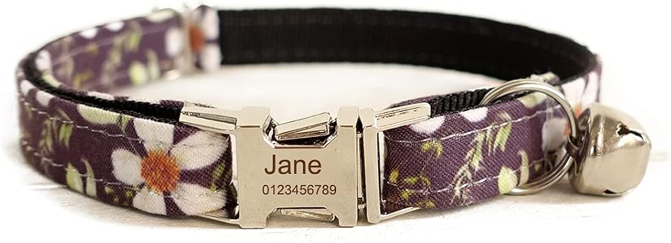 Personalized Cat Collar with Bell,Customize Engraved Pet Name and Phone Number for Small Puppy Kitten