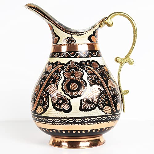Jarra de agua de cobre para servir bebidas, té helado, champán, hecho a mano, estilo vintage de Moscú, restaurante decorativo, centro de cocina, regalo de 1,5 litros, 1 mm Cover