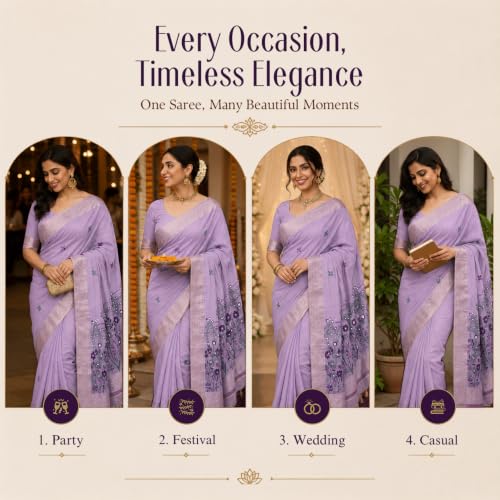 Image of Premium Cotton Jamdani Saree with Woven Floral Pallu & Matching Blouse Piece | Soft Lightweight Ethnic Wear for Women