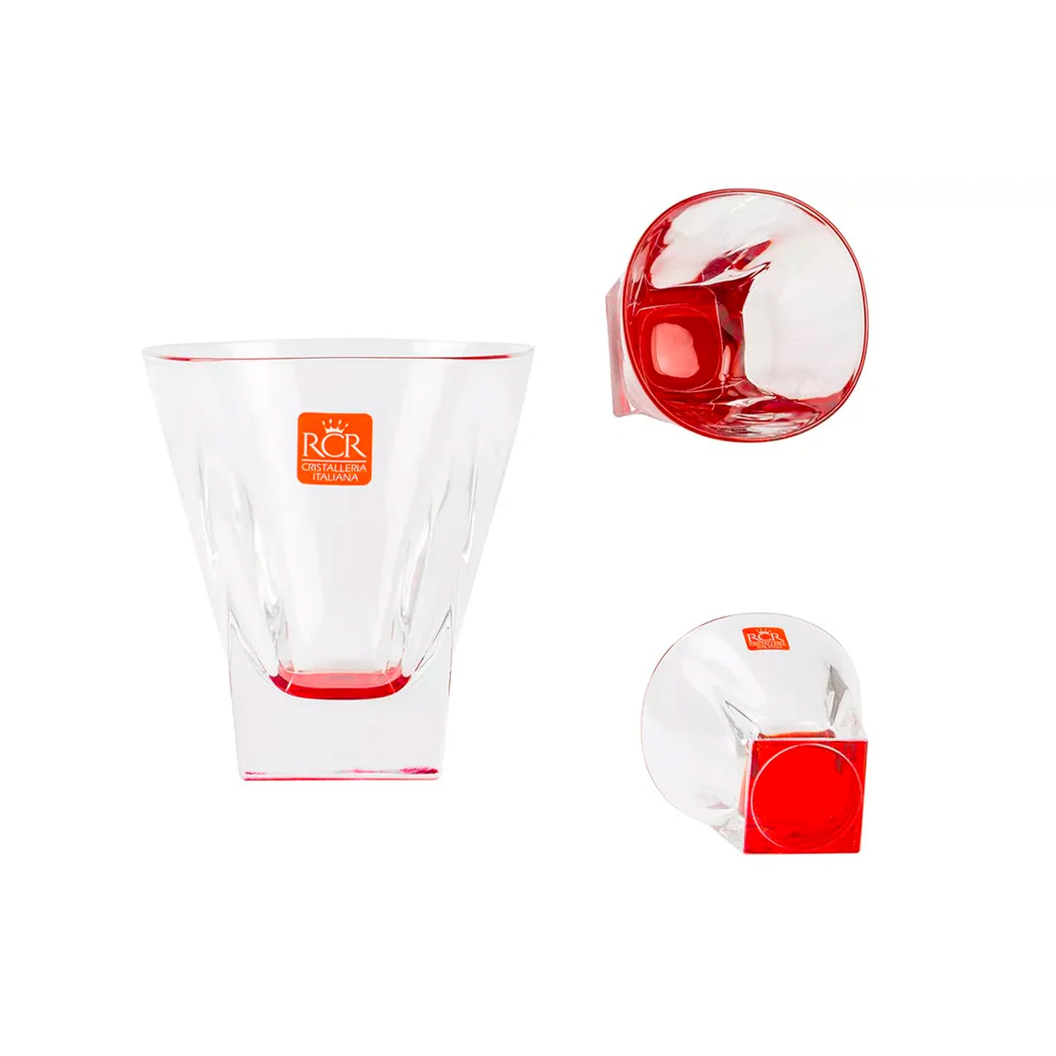 Avilia Set Bicchieri 18 Pezzi - 6 Calici da Vino, 6 Flute Champagne, 6 Bicchieri Acqua, Vetro Trasparente con Dettagli Rossi, Elegante e ideale per Cenoni di Natale e Capodanno