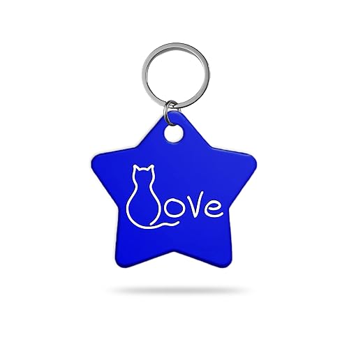 MACOS Engraved Personalised Star Pet Tag for Dogs and Cats [Blue]