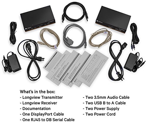 Vertiv Avocent LV 5020P High-Performance Dual DisplayPort KVM Extender Kit with Receiver & Transmitter, VGA, USB, Audio, CATx 50M, Extend up to 300 ft. / 91.44 m. (5020P)