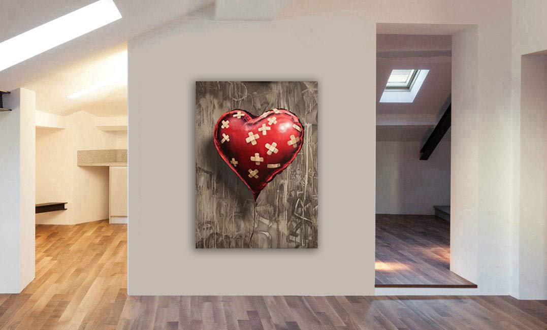 Amazon.com: Banksy - Band Aid Heart Balloon - Canvas Wall Art