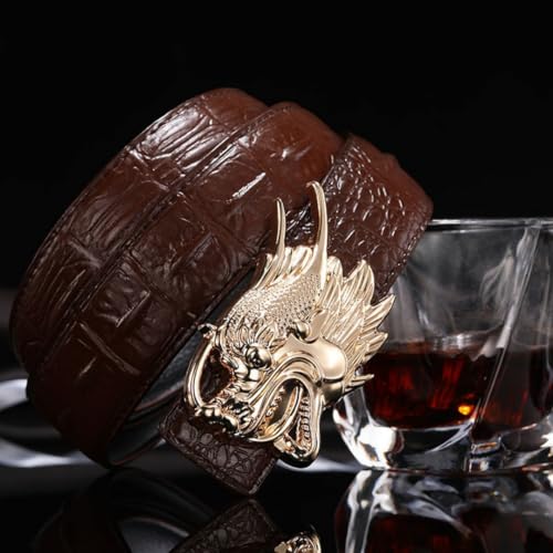 Dragon Men Ratchet Belt Crocodile Pattern Western Leather Belts with Dragon Pattern Alloy Buckle2