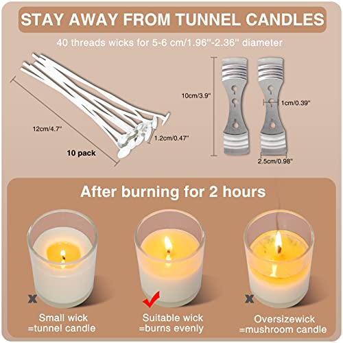 Natural Wax For Candle Making 2Lbs Bag, Pure Soy Wax For Making Container Candles(Flakes&Soft), Pre-Waxed 100% Natural Cotton Wick And Stainless Steel Centering Device #TOP4