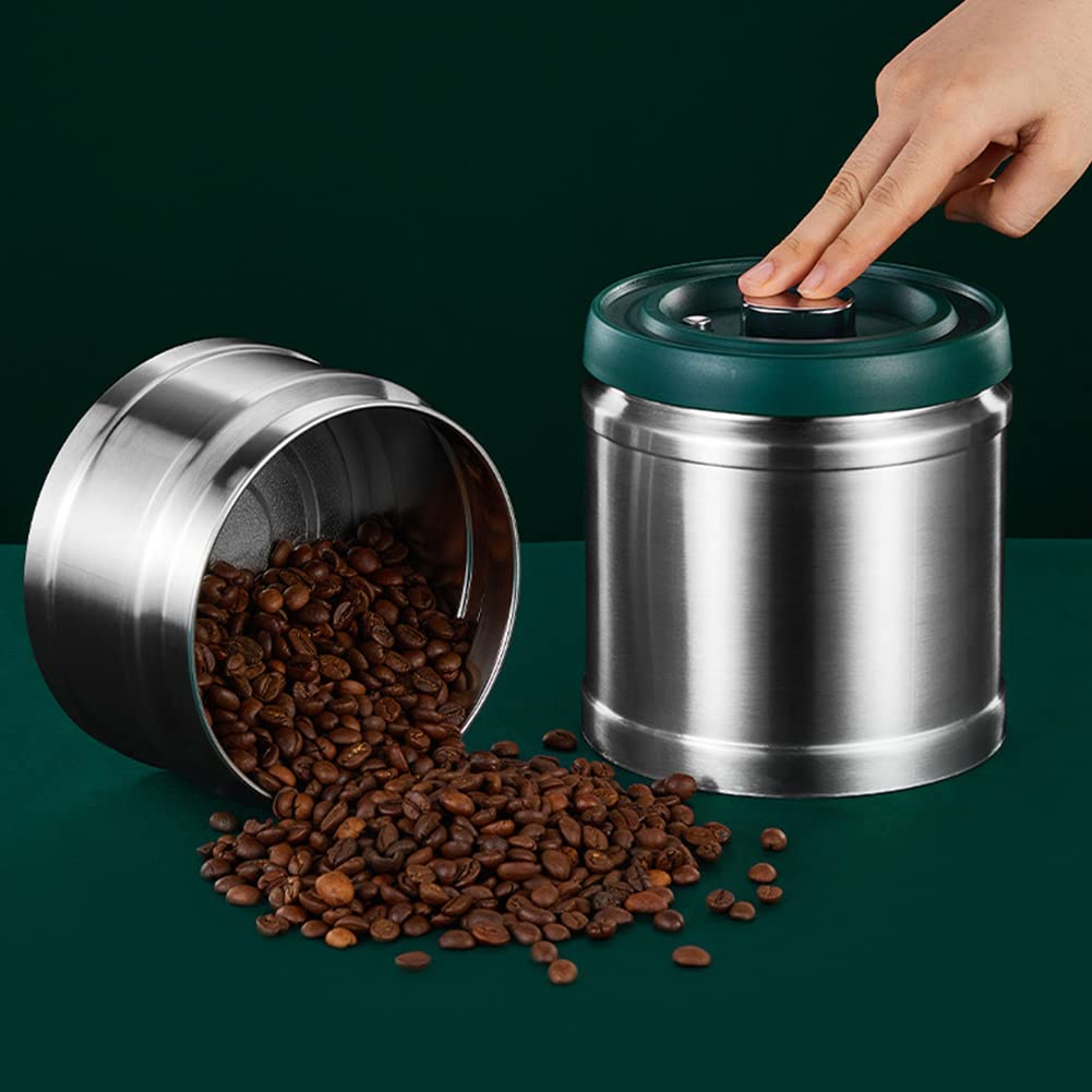Contenitore per caffè sigillato con pompa per vuoto, contenitore in acciaio inossidabile da 1,6 litri con pulsante per aspirare o rilasciare per conservare chicchi di caffè