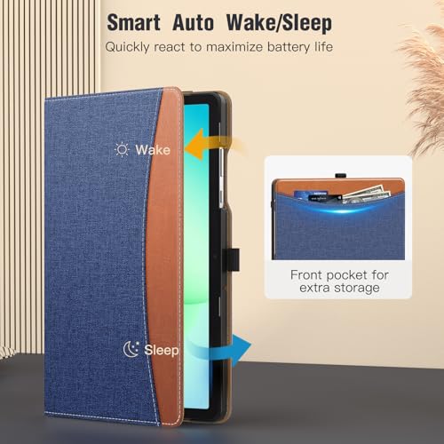 Image of MoKo Case for Samsung Galaxy Tab A11+ /A9+ Plus 11 Inch, Denim Blue & Brown