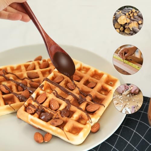 Image of 9 inch Korean Wooden Spoons for Eating, ADLORYEA 6 Pieces Small Wood Spoons