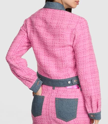 Victoria's Secret PINK | Elle Denim Tweed Jacket, Pink Tweed/Blue Wash, M - image 2