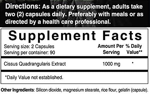 NatureBell Cissus Quadrangularis Capsules, 1000mg Per Serving, 180 Capsules, Premium Cissus Capsules, Support Joint, Tendon, Bone, Skin, Hair and Cartilage.