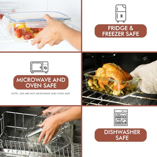 Image of Razab 35 Pc Set Glass Food Storage Containers with Lids - Meal Prep Airtight Bento Boxes BPA-Free 100% Leak Proof (15 lids,15 glass & 5 Plastic Sauce /Dip Containers)