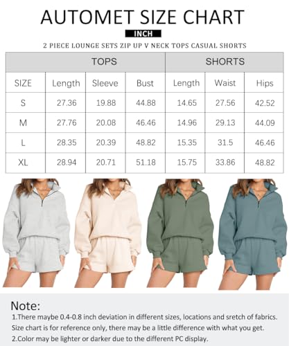 Image of AUTOMET Women's Oversized 2 Piece Lounge Matching Sets Half Zip Sweatshirts Sweatsuit