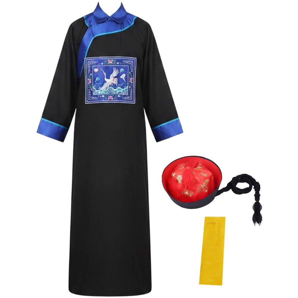 Costume zombie chinois authentique avec robe impériale et chapeau