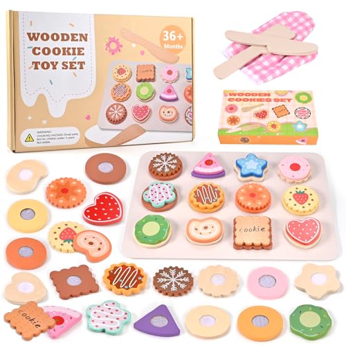 Wooderma Kinderküche Spielküche Zubehör aus Holz, Küchenspielzeug für Kinder, Küchenzubehör Plätzchen Cookie Set, Lebensmittel Holz mit Klett-Verbindung, Lernspielzeug Rollenspiele Geschenk Wooderma Kinderküche Spielküche Zubehör aus Holz, Küchenspielzeug für Kinder, Küchenzubehör Plätzchen Cookie Set, Lebensmittel Holz mit Klett-Verbindung, Lernspielzeug Rollenspiele Geschenk