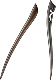 Liasun Classical Handmade Carved Hair Sticks-Natural Black Sandalwood(ebony) Hair Styling Pins Chopsticks for Hair Updo Making Accessory-7 Inches Long (STY3 Pack of 2)