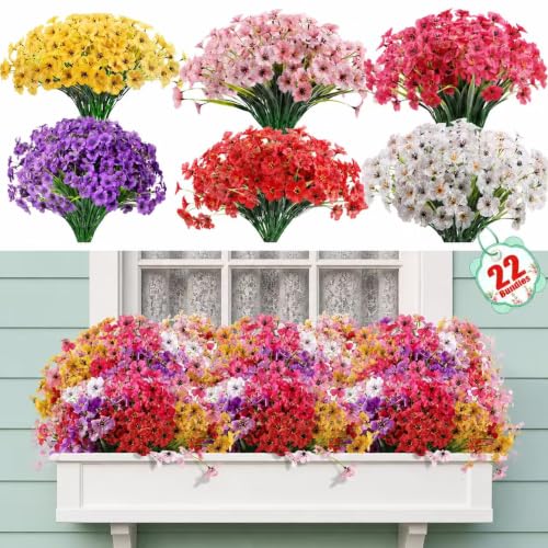 Image of 22 Pack Artificial Flowers for Outdoor Indoor Fake Plants(Multi-Colour)