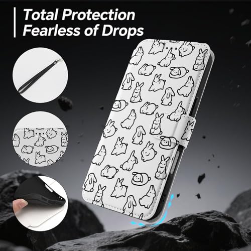 iphone 17用 ケース ウサギ 手帳型 と互換性のある カード収納 いphone17用 カバー 手帳型 Puレザー 横置きスタンド機能 折りたたみ スマホケース スタンド付き アイフォン 17用 ケース 内蔵マグネット 開閉式 財布型 軽量 薄型 耐